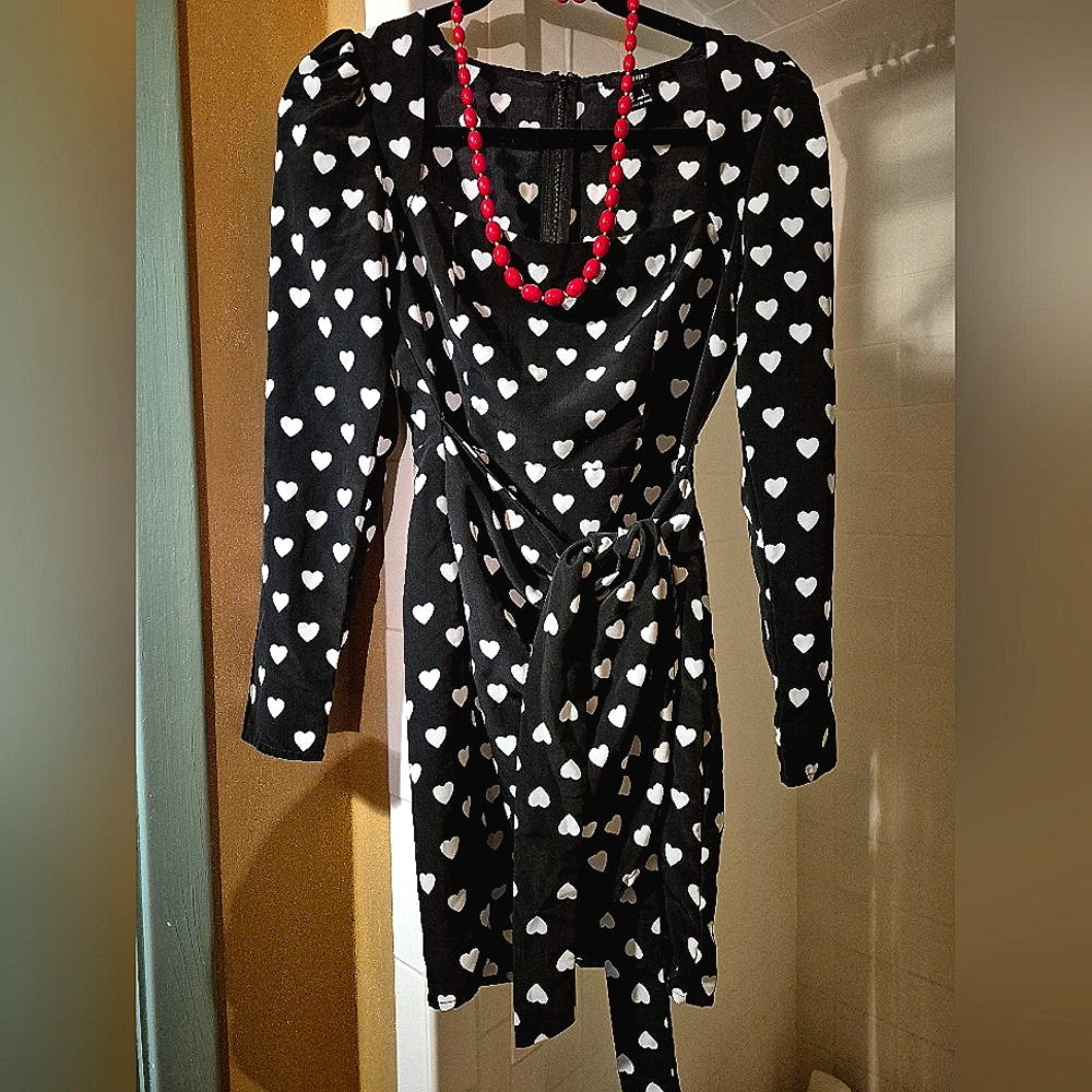 Black and White Heart Print Dress
